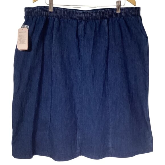 NWT Allison Daley Blue Jean Denim Skirt Elastic Waist & Pockets Woman's Size 22W - Picture 2 of 5